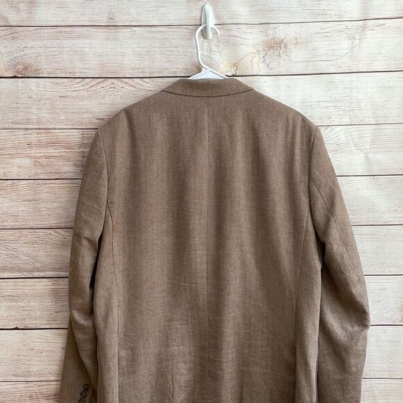 STAFFORD CLASSIC FIT LINEN BLEND BLAZER IN TAN HERRINGBONE - Picture 5 of 8